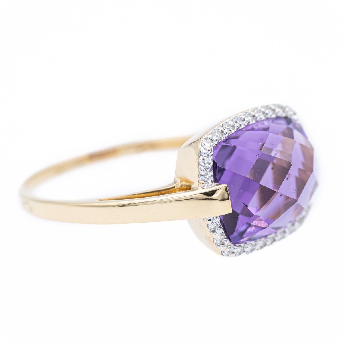 Bague Cocktail en or jaune, diamants et améthyste - Castafiore