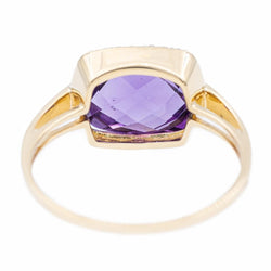 Bague Cocktail en or jaune, diamants et améthyste - Castafiore