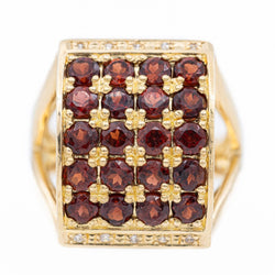 Bague Cocktail en or jaune, diamants et grenats - Castafiore