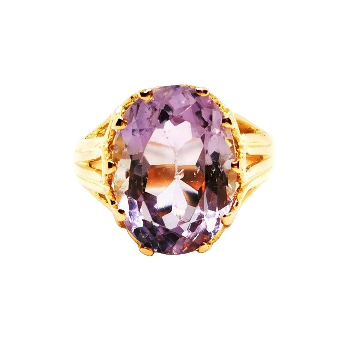 Bague Cocktail en or jaune et améthyste - Castafiore