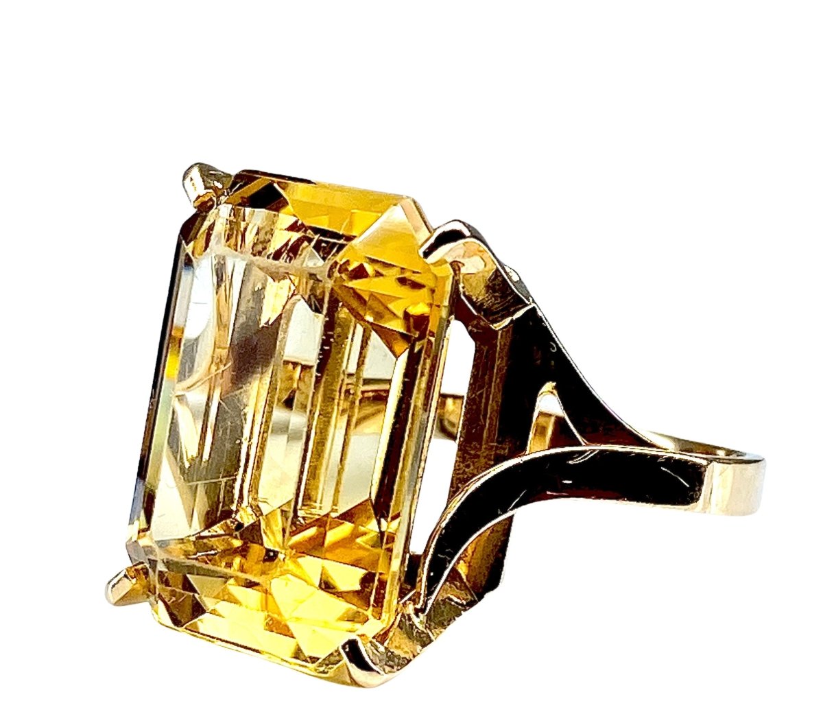 Bague Cocktail en or jaune et citrine - Castafiore