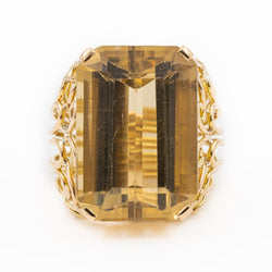 Bague Cocktail en or jaune et quartz jaune - Castafiore