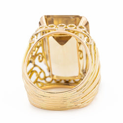 Bague Cocktail en or jaune et quartz jaune - Castafiore
