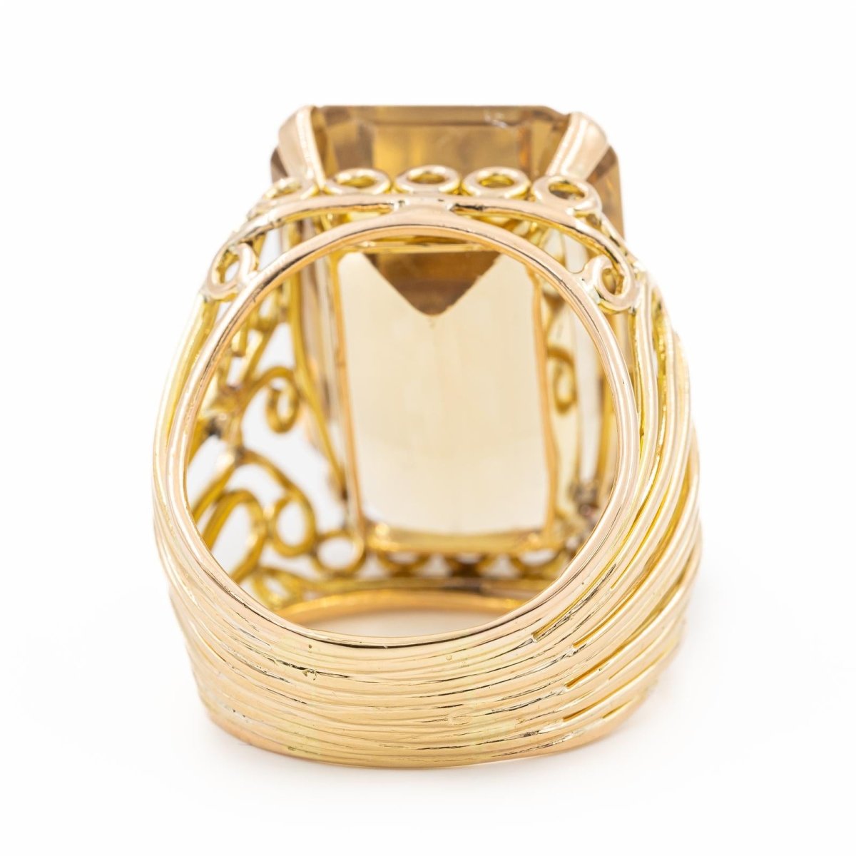 Bague Cocktail en or jaune et quartz jaune - Castafiore