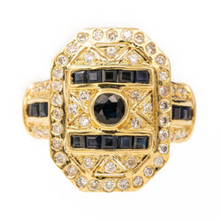 Bague Cocktail en or jaune et saphir - Castafiore