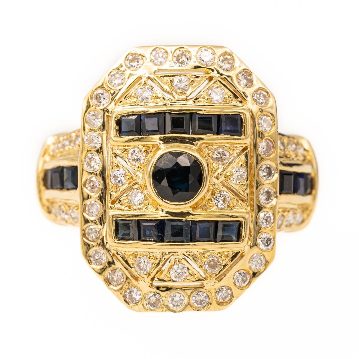 Bague Cocktail en or jaune et saphir - Castafiore