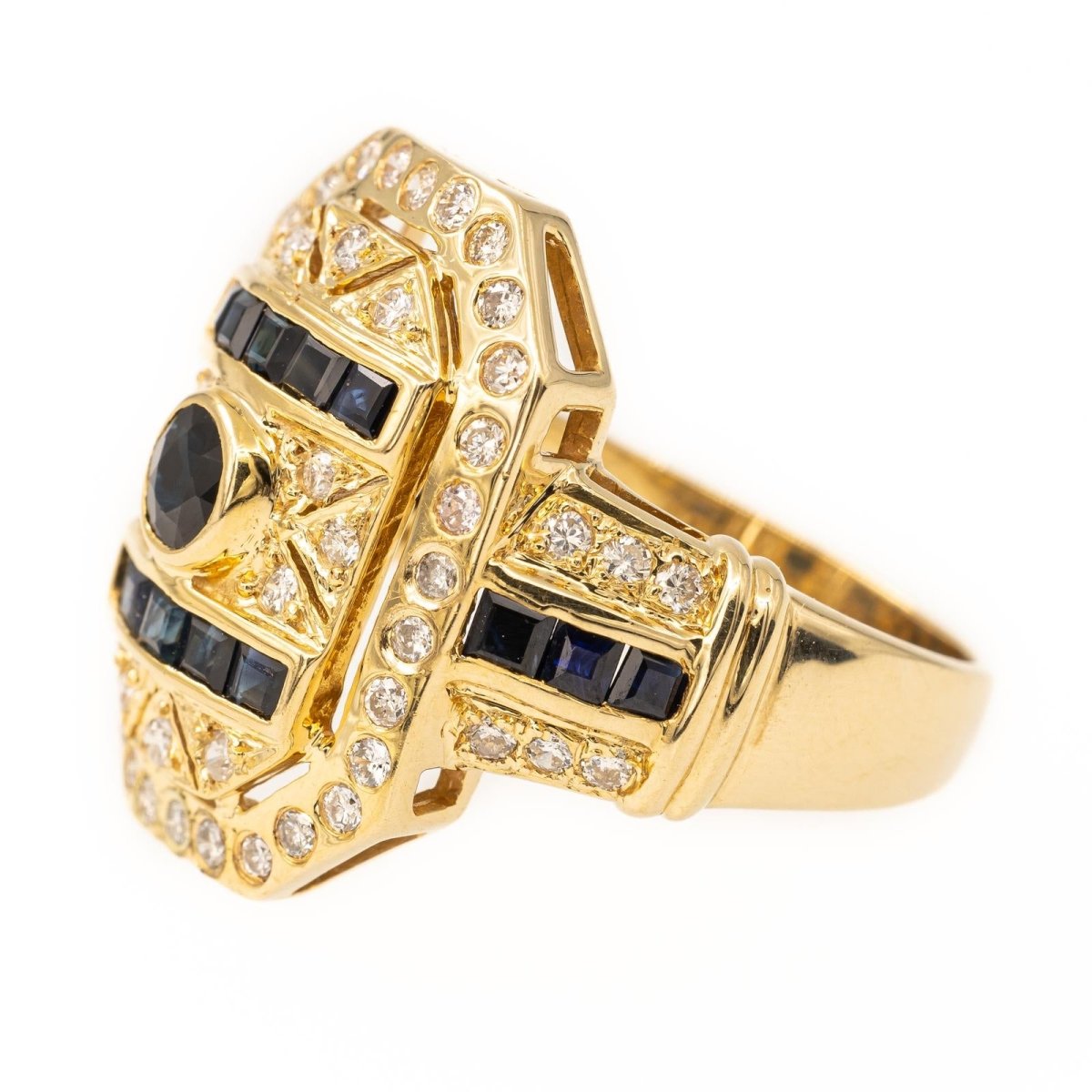 Bague Cocktail en or jaune et saphir - Castafiore