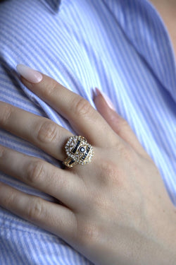 Bague Cocktail en or jaune et saphir - Castafiore