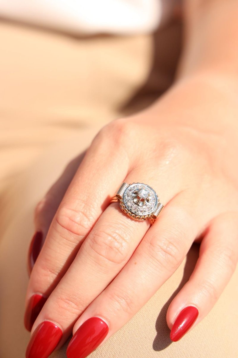 Bague Cocktail en or rose et diamants - Castafiore