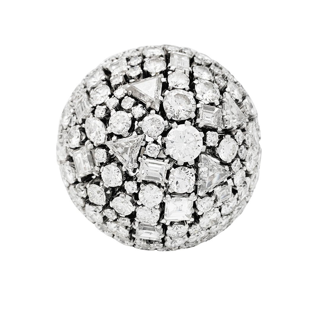 Bague "cocktail" en platine et diamants - Castafiore