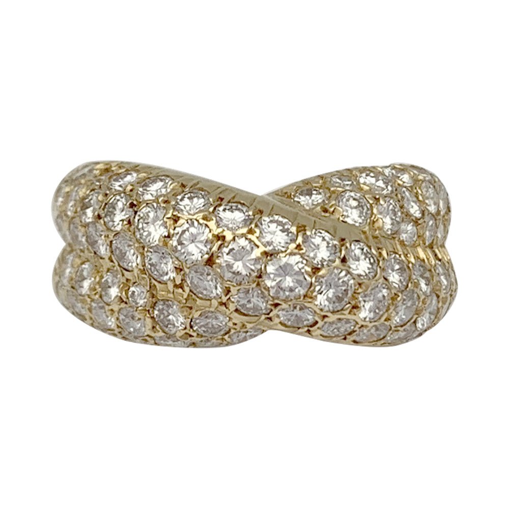 Bague "Croisée" en or jaune et diamants - Castafiore