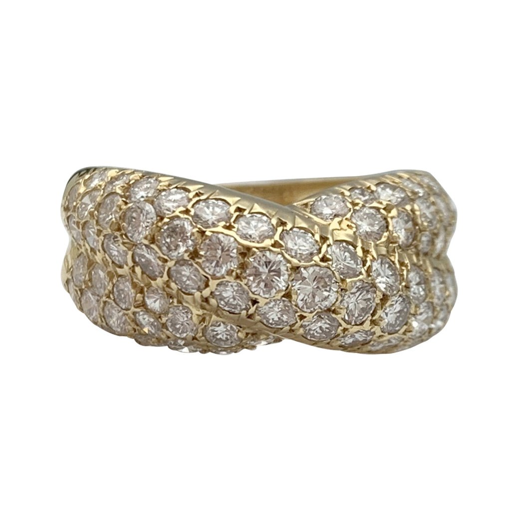 Bague "Croisée" en or jaune et diamants - Castafiore