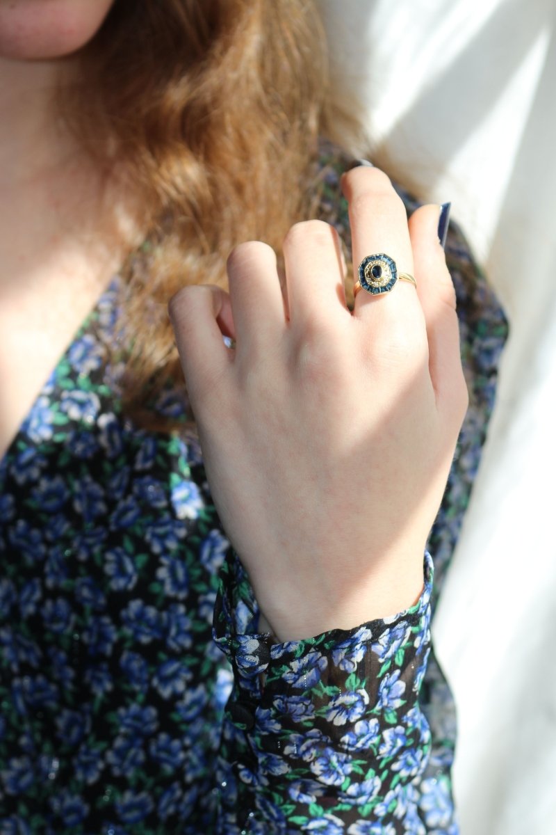 Bague de Style Art Déco Saphirs - Castafiore