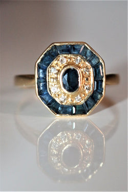 Bague de Style Art Déco Saphirs - Castafiore