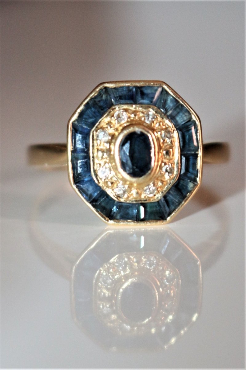 Bague de Style Art Déco Saphirs - Castafiore