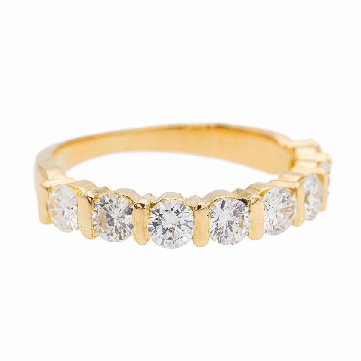Bague demi alliance en or jaune et diamants - Castafiore