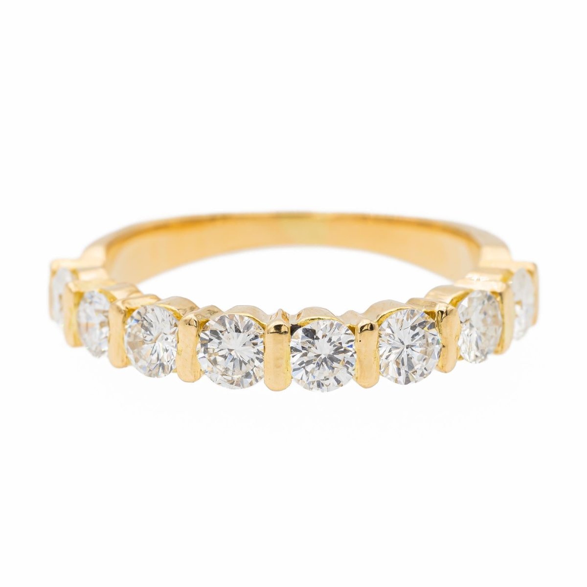 Bague demi alliance en or jaune et diamants - Castafiore