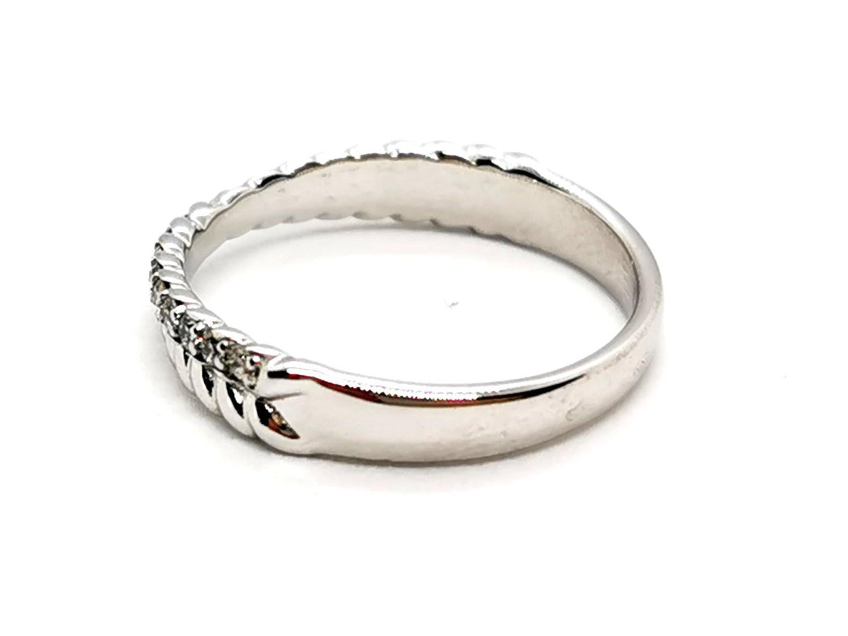 Bague Demi alliance Or blanc Diamant - Castafiore