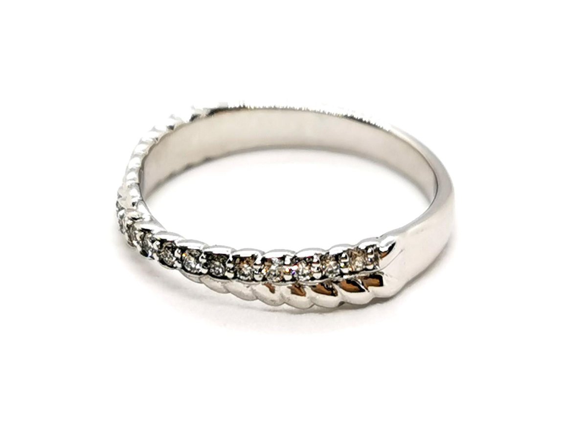 Bague Demi alliance Or blanc Diamant - Castafiore
