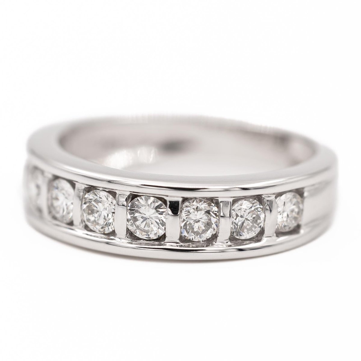 Bague demi alliance Or blanc Diamant - Castafiore