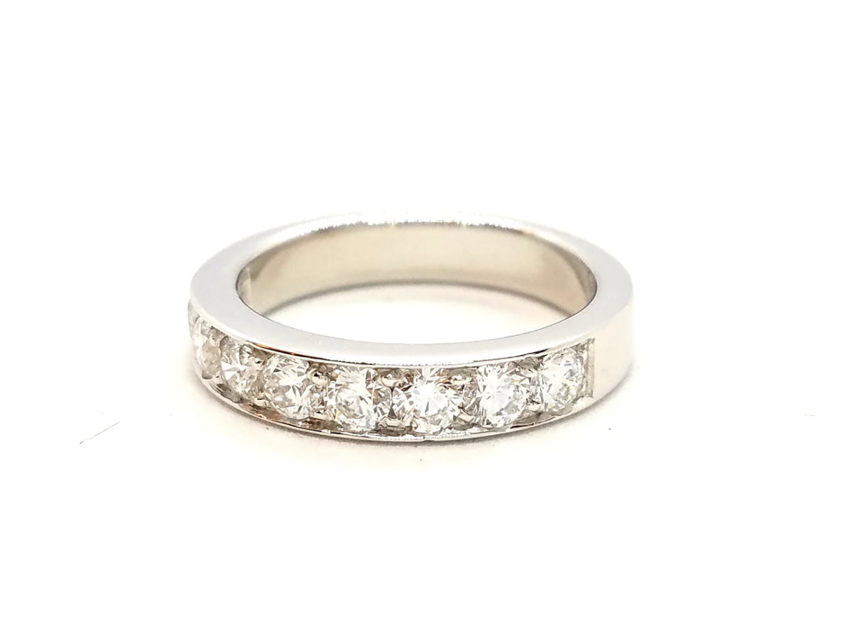 Bague Demi alliance Or blanc Diamant - Castafiore