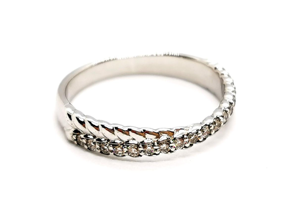 Bague Demi alliance Or blanc Diamant - Castafiore
