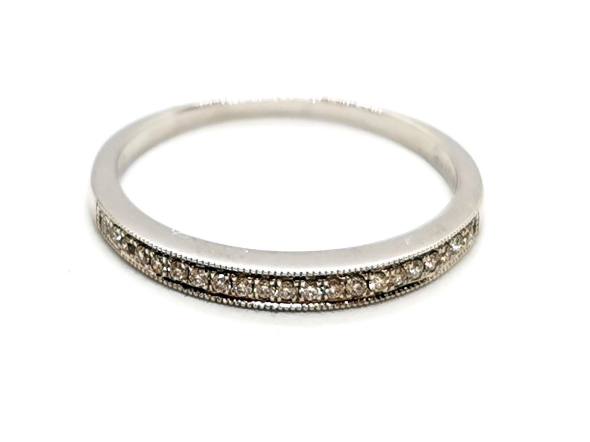 Bague Demi alliance Or blanc Diamant - Castafiore