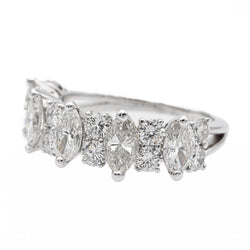 Bague Demi alliance Or blanc diamant - Castafiore