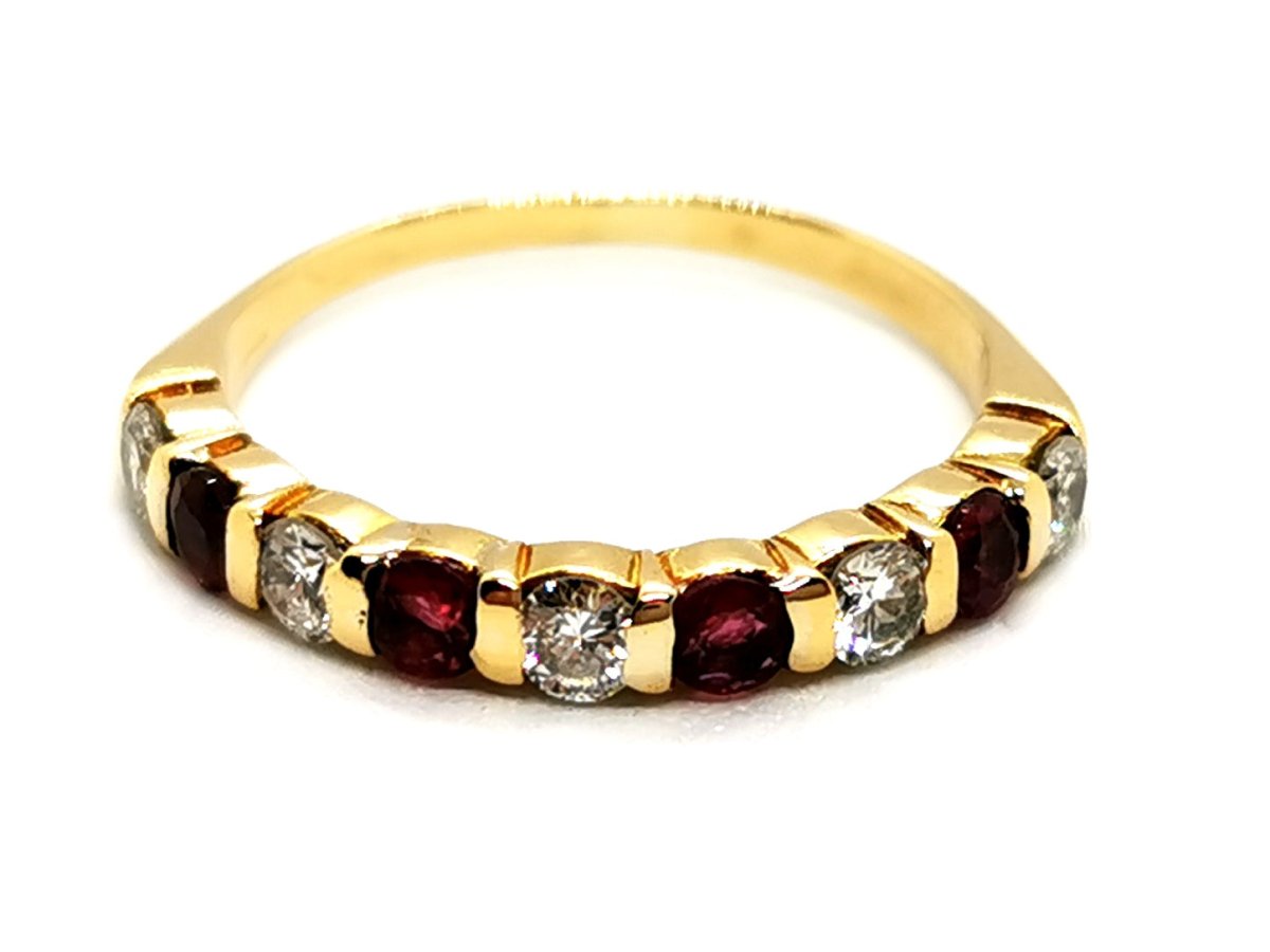 Bague Demi alliance Or jaune Rubis - Castafiore