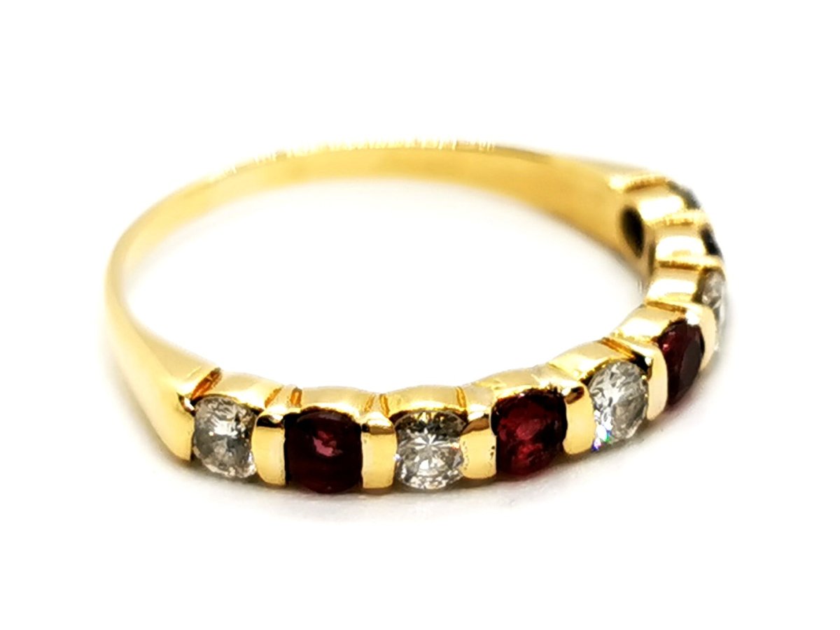 Bague Demi alliance Or jaune Rubis - Castafiore