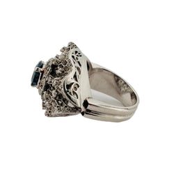 Bague dentelle en platine, saphir et diamants - Castafiore