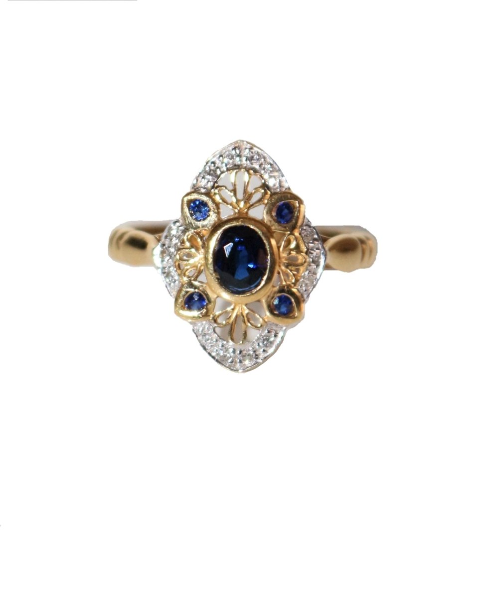 Bague Dentelles Saphirs Style Belle Epoque - Castafiore
