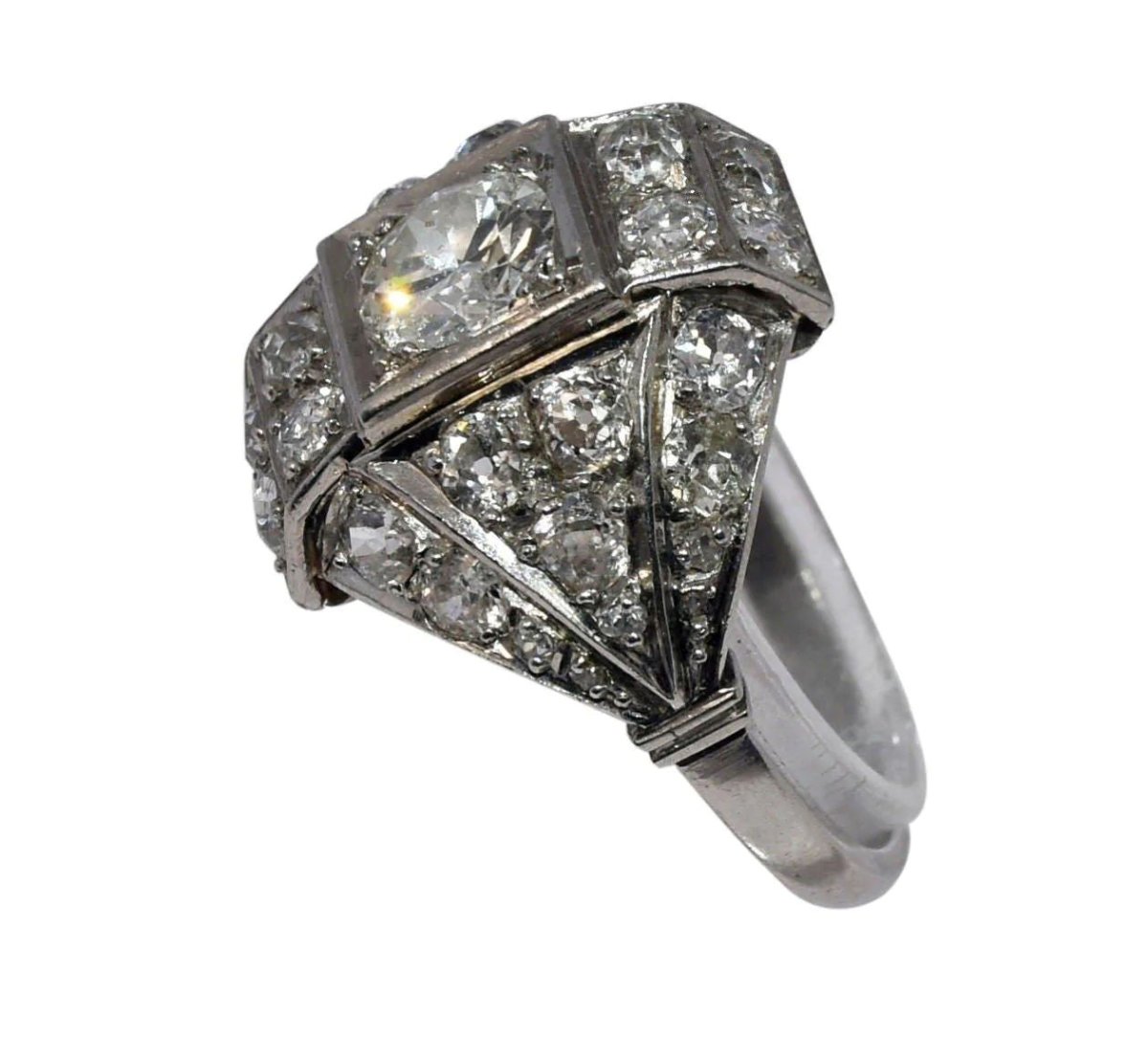 Bague des années 30 Art déco en platine - Castafiore