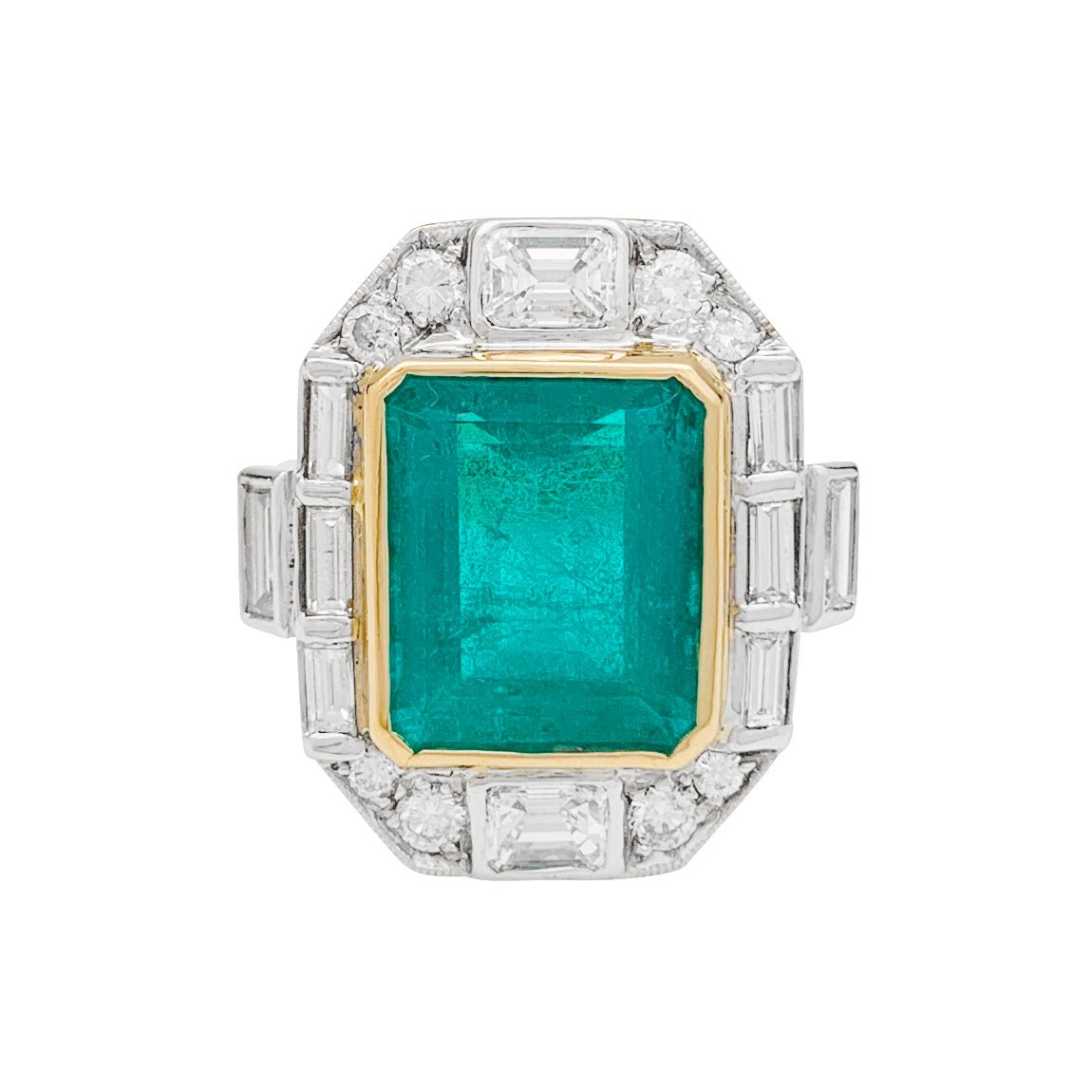 Bague deux ors émeraude et diamants - Castafiore