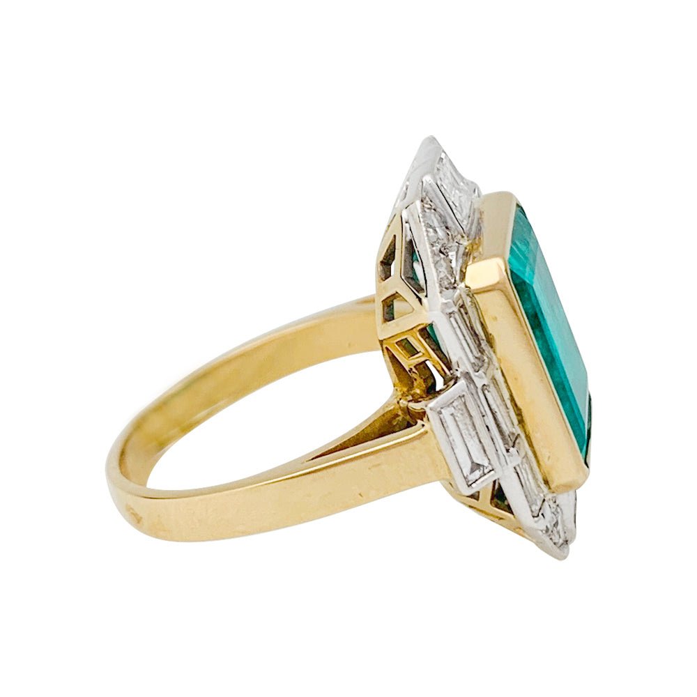 Bague deux ors émeraude et diamants - Castafiore