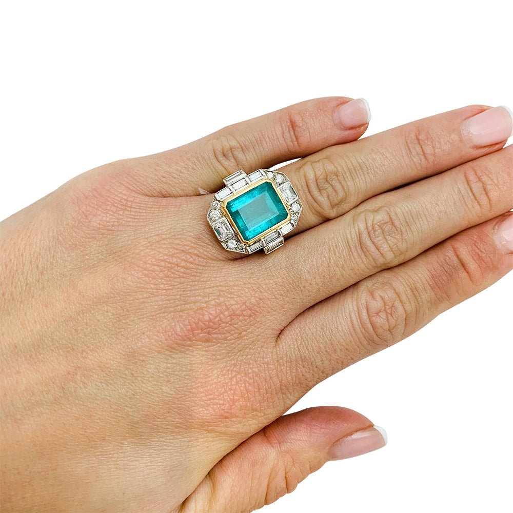 Bague deux ors émeraude et diamants - Castafiore