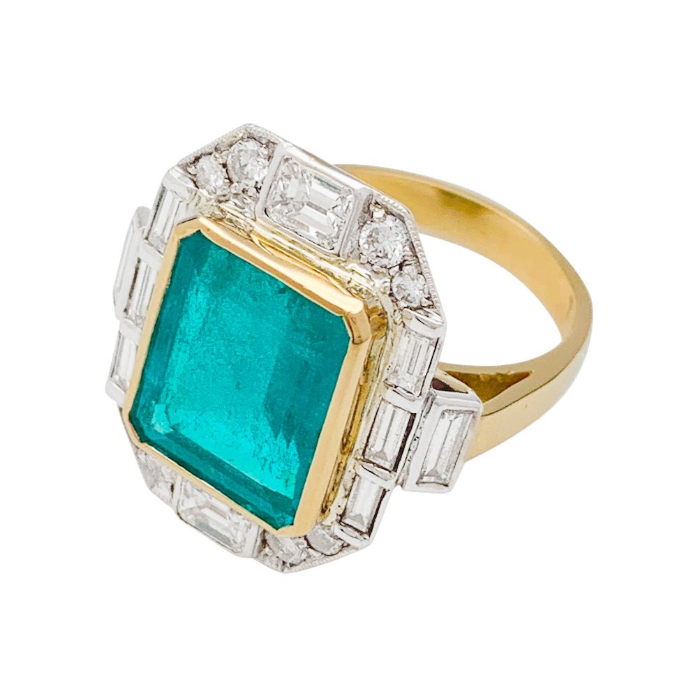 Bague deux ors émeraude et diamants - Castafiore