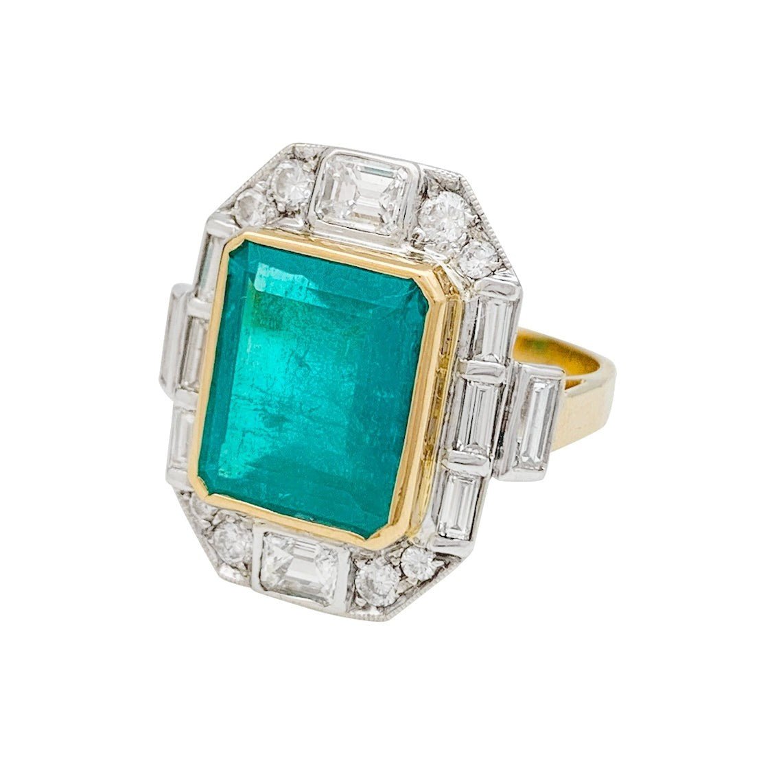 Bague deux ors émeraude et diamants - Castafiore