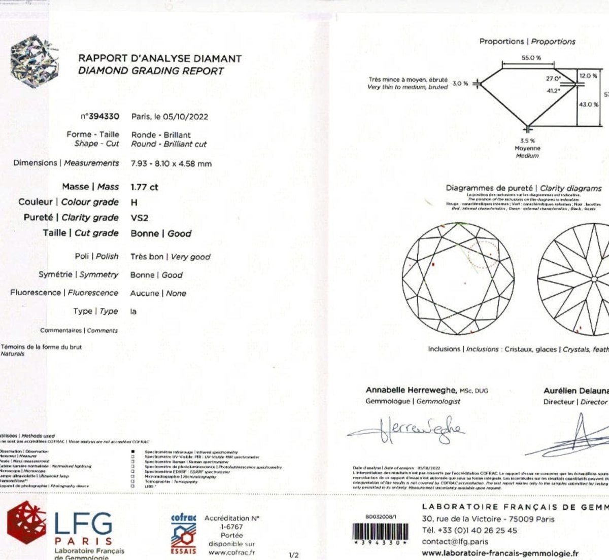 Bague diamant 1,77 cts à entourage, platine - Castafiore