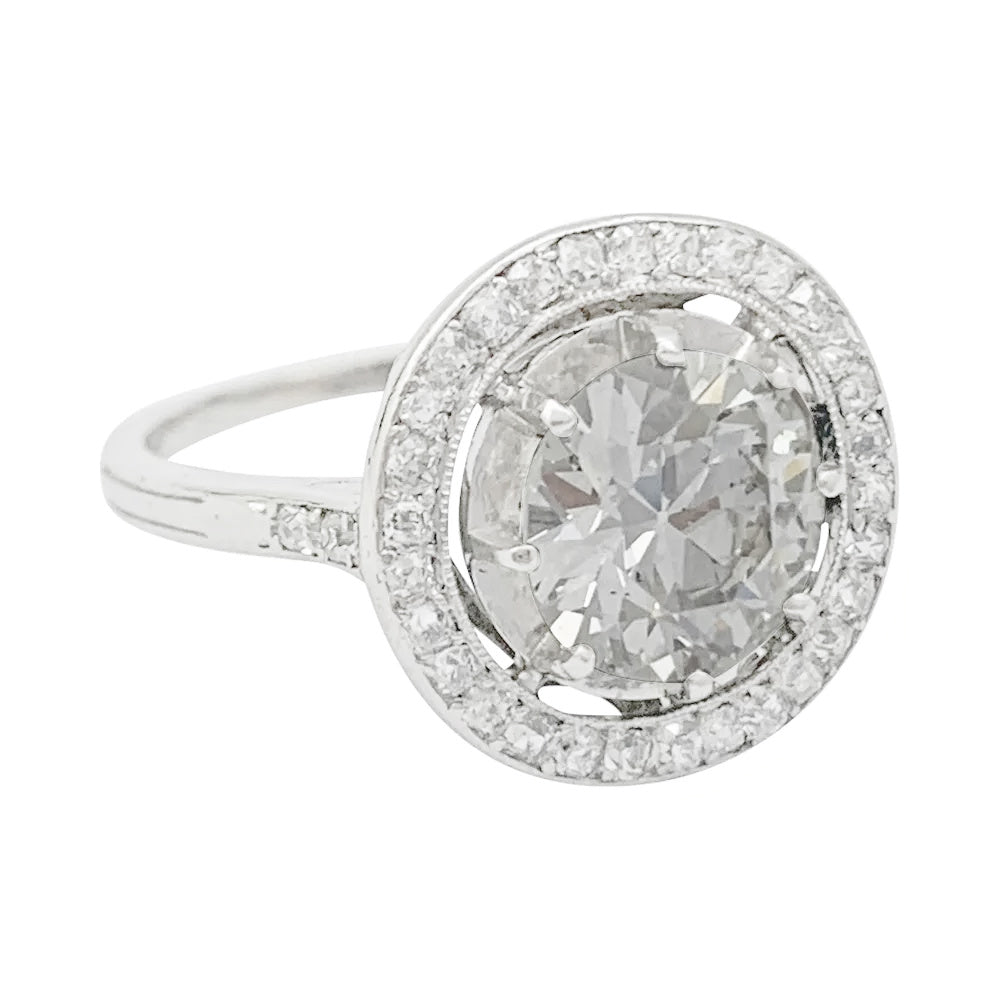 Bague diamant 1,77 cts à entourage, platine - Castafiore