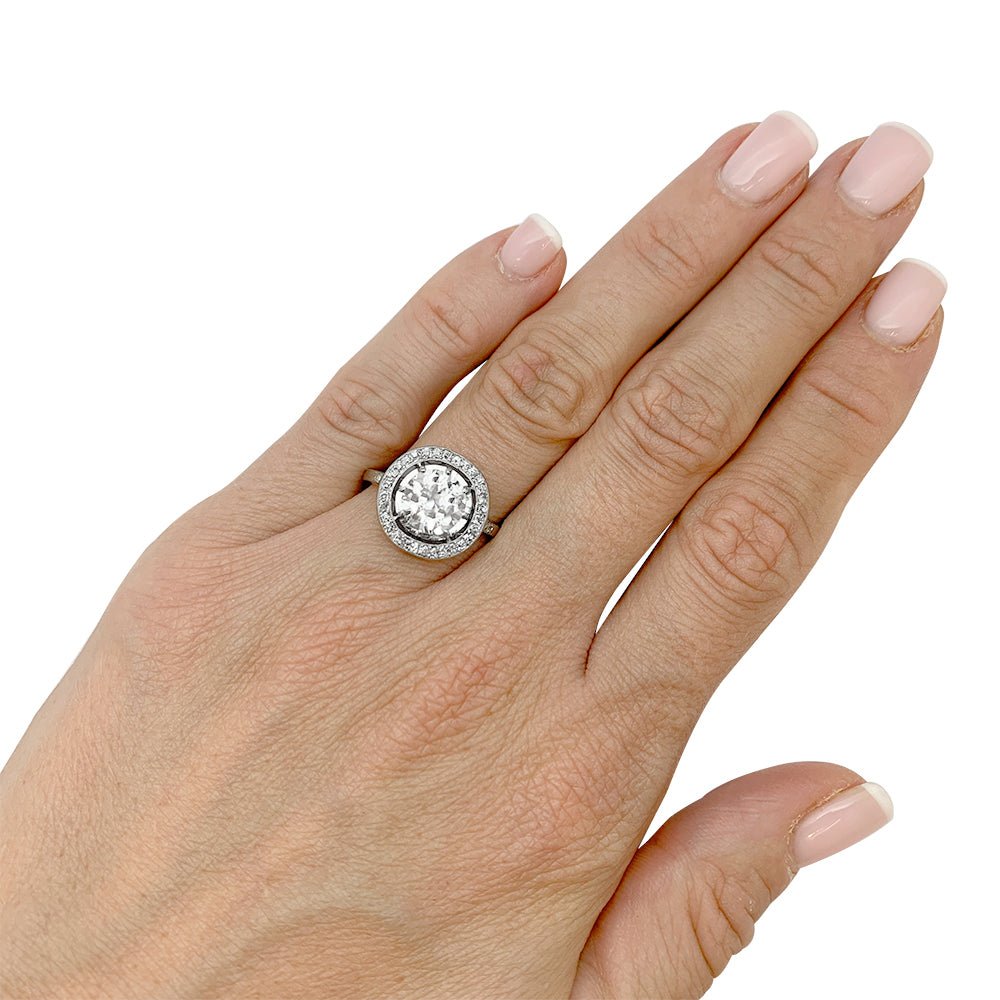 Bague diamant 1,77 cts à entourage, platine - Castafiore
