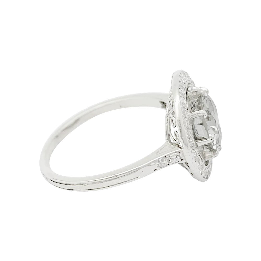 Bague diamant 1,77 cts à entourage, platine - Castafiore