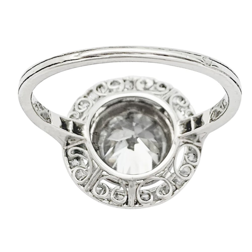 Bague diamant 1,77 cts à entourage, platine - Castafiore