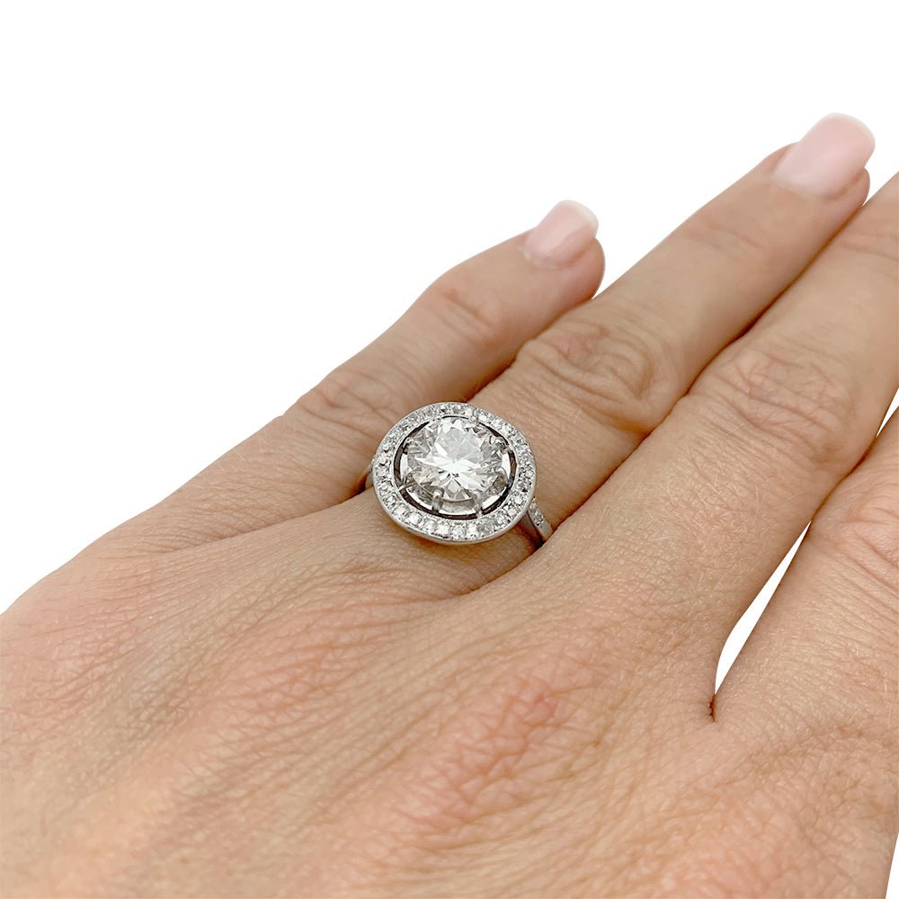 Bague diamant 1,77 cts à entourage, platine - Castafiore