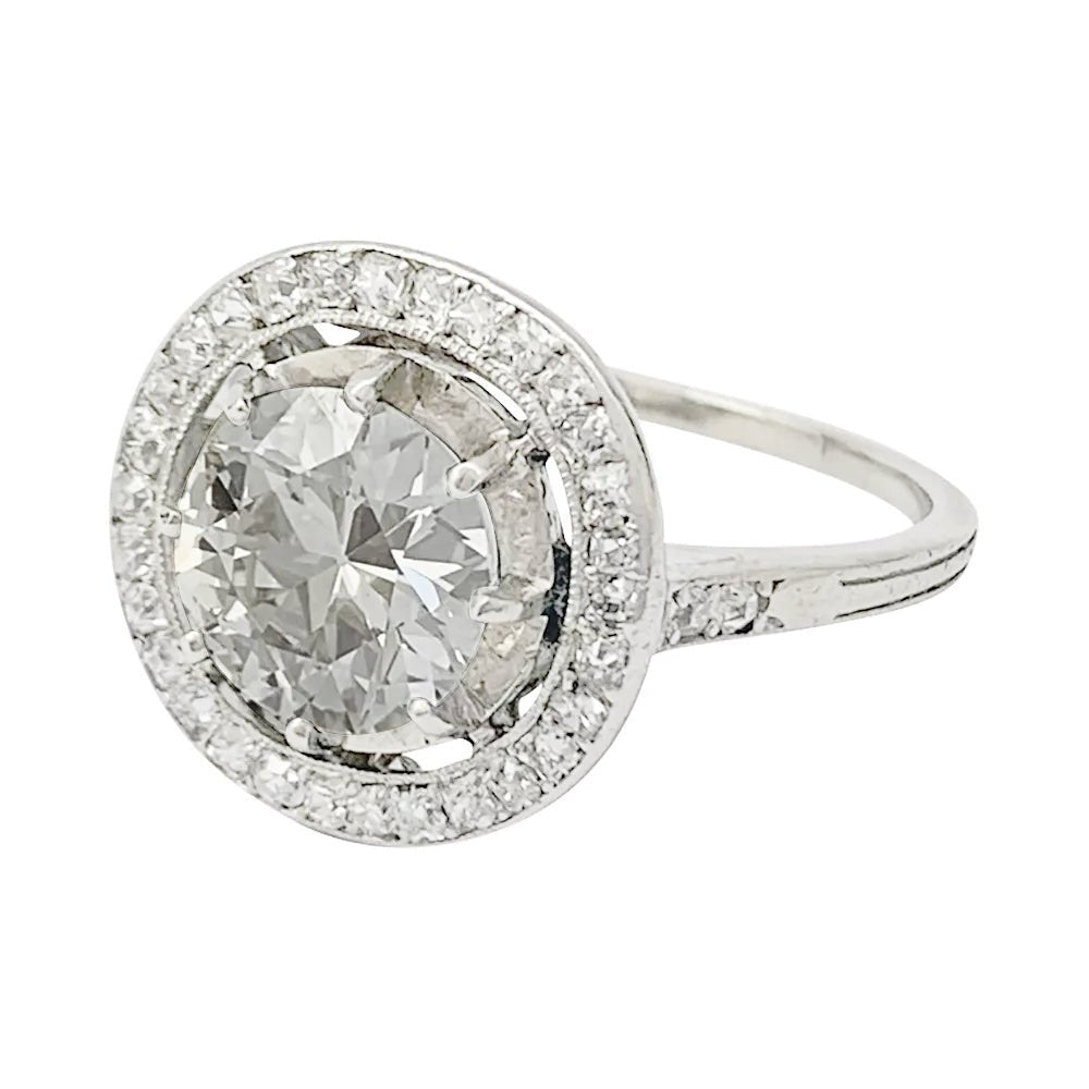 Bague diamant 1,77 cts à entourage, platine - Castafiore
