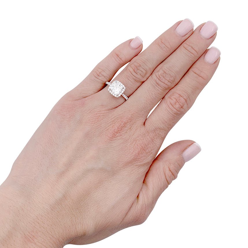 Bague diamant coussin, platine - Castafiore