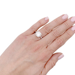 Bague diamant coussin, platine - Castafiore