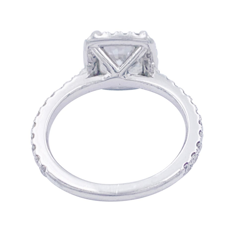 Bague diamant coussin, platine - Castafiore