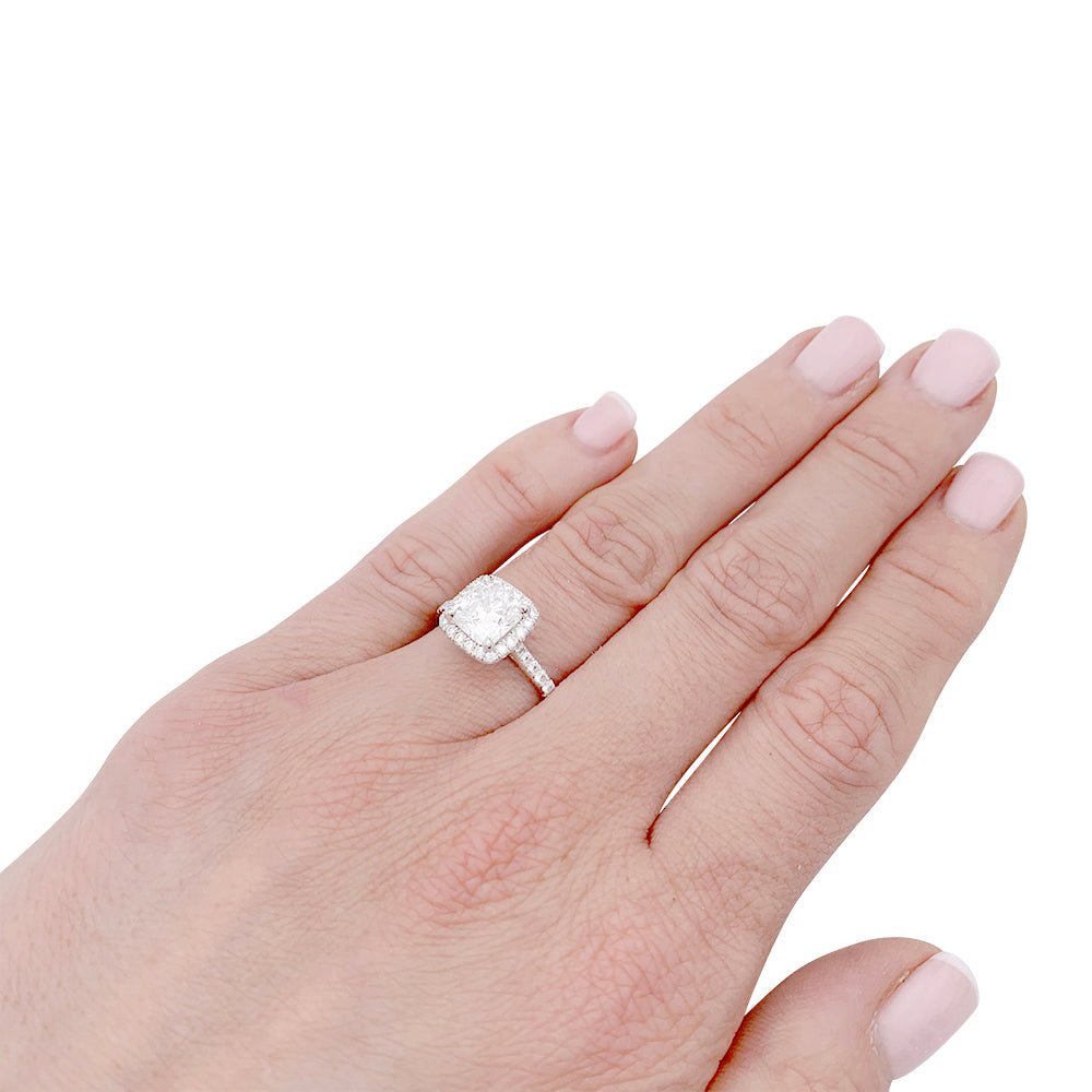 Bague diamant coussin, platine - Castafiore