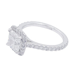 Bague diamant coussin, platine - Castafiore
